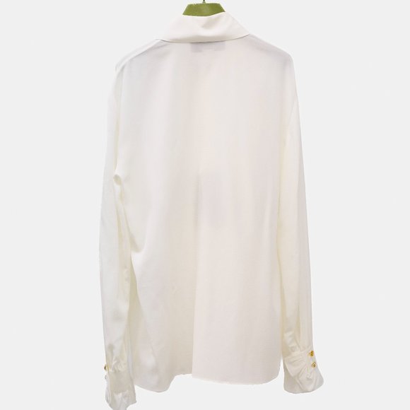 Gucci Spring 2022 Crêpe de Chine White Silk Ruffle Blouse - Picture 2 of 16